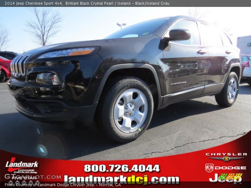 Brilliant Black Crystal Pearl / Iceland - Black/Iceland Gray 2014 Jeep Cherokee Sport 4x4