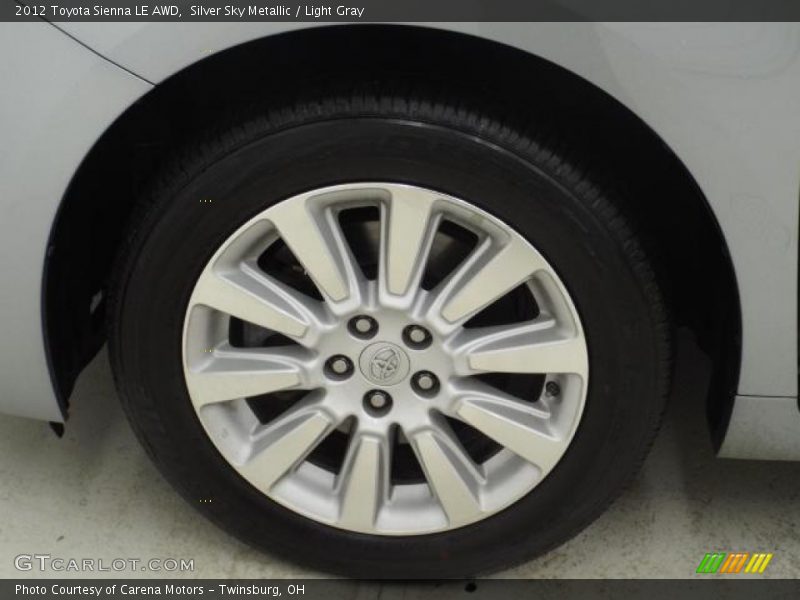 Silver Sky Metallic / Light Gray 2012 Toyota Sienna LE AWD
