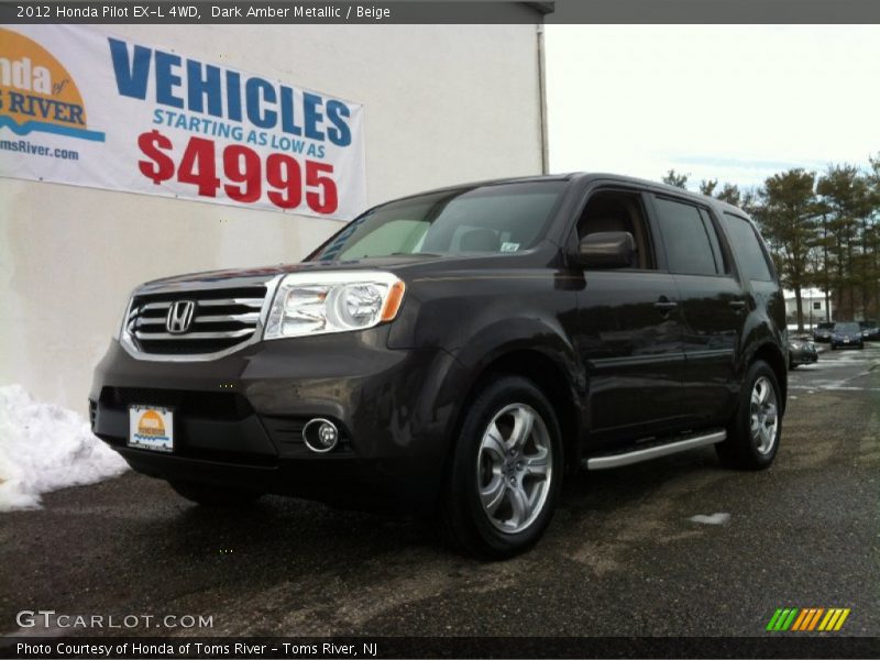 Dark Amber Metallic / Beige 2012 Honda Pilot EX-L 4WD