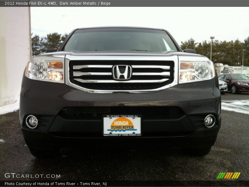 Dark Amber Metallic / Beige 2012 Honda Pilot EX-L 4WD