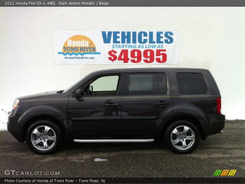 Dark Amber Metallic / Beige 2012 Honda Pilot EX-L 4WD