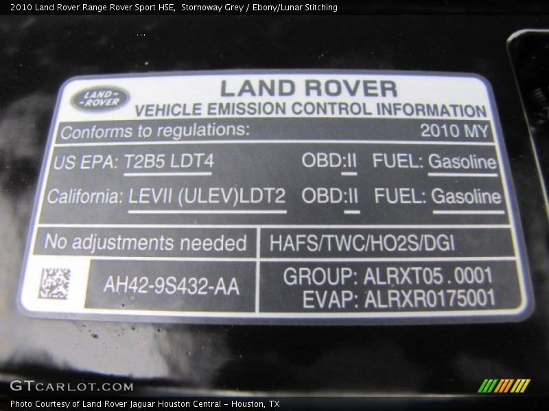 Stornoway Grey / Ebony/Lunar Stitching 2010 Land Rover Range Rover Sport HSE