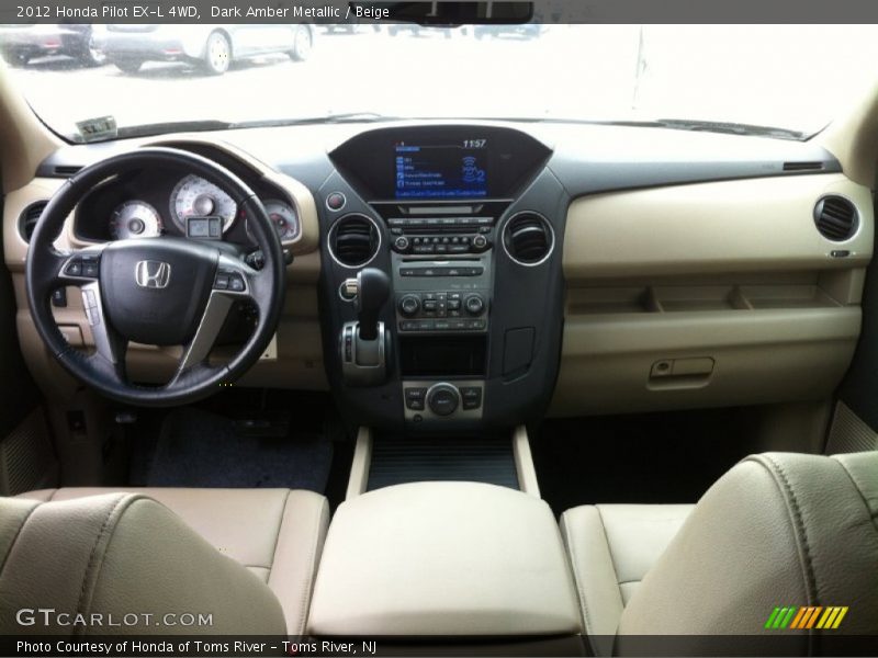 Dark Amber Metallic / Beige 2012 Honda Pilot EX-L 4WD