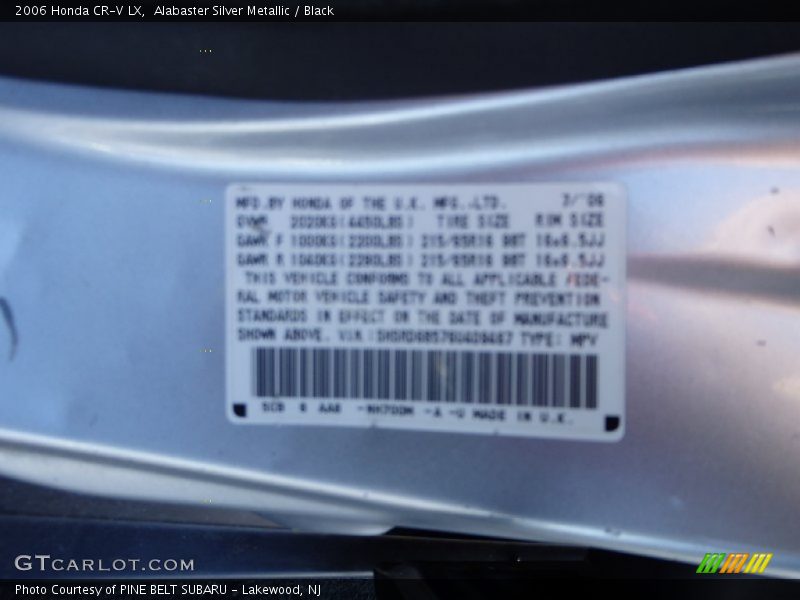 Alabaster Silver Metallic / Black 2006 Honda CR-V LX