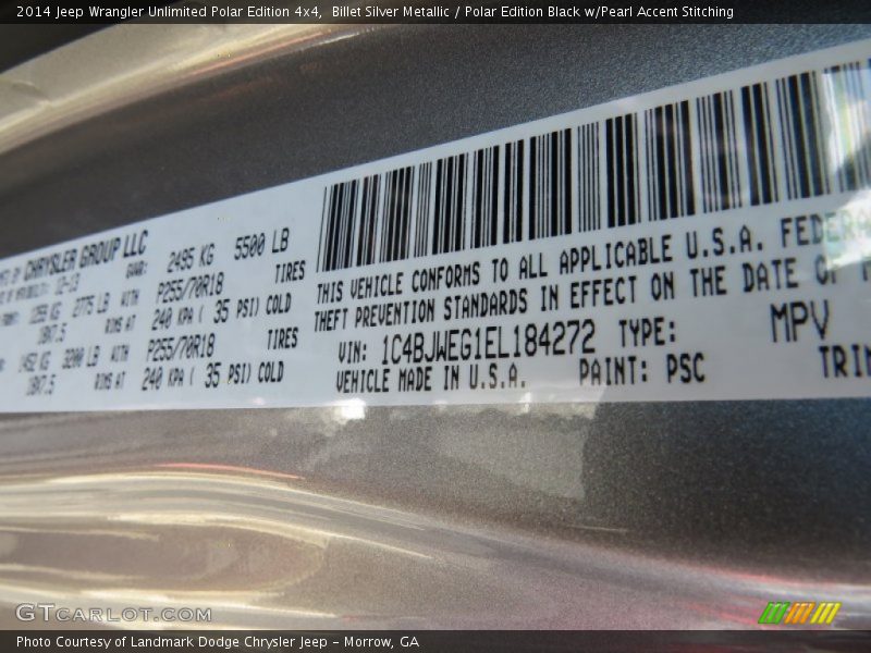 Billet Silver Metallic / Polar Edition Black w/Pearl Accent Stitching 2014 Jeep Wrangler Unlimited Polar Edition 4x4