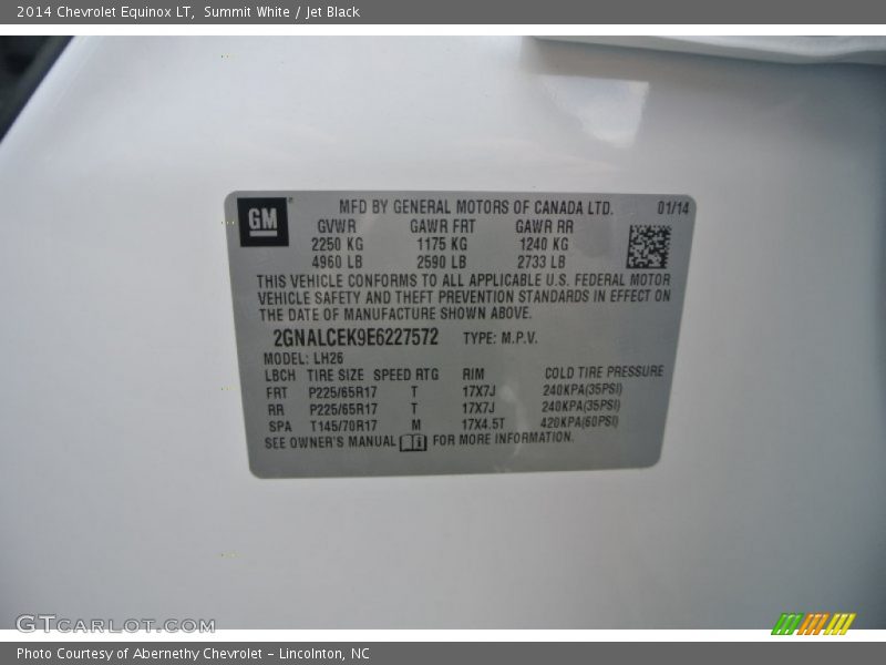 Summit White / Jet Black 2014 Chevrolet Equinox LT
