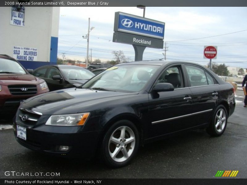 Deepwater Blue / Gray 2008 Hyundai Sonata Limited V6