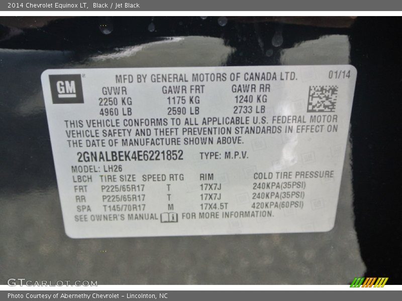Black / Jet Black 2014 Chevrolet Equinox LT