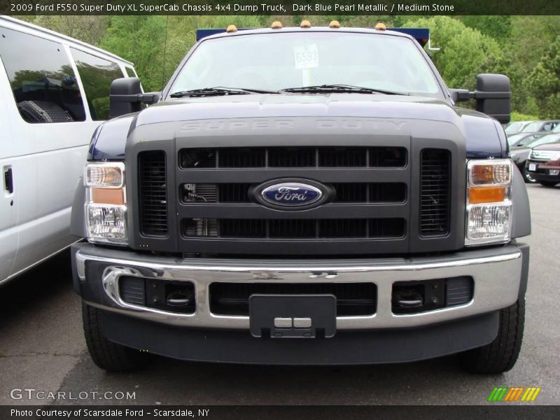 Dark Blue Pearl Metallic / Medium Stone 2009 Ford F550 Super Duty XL SuperCab Chassis 4x4 Dump Truck
