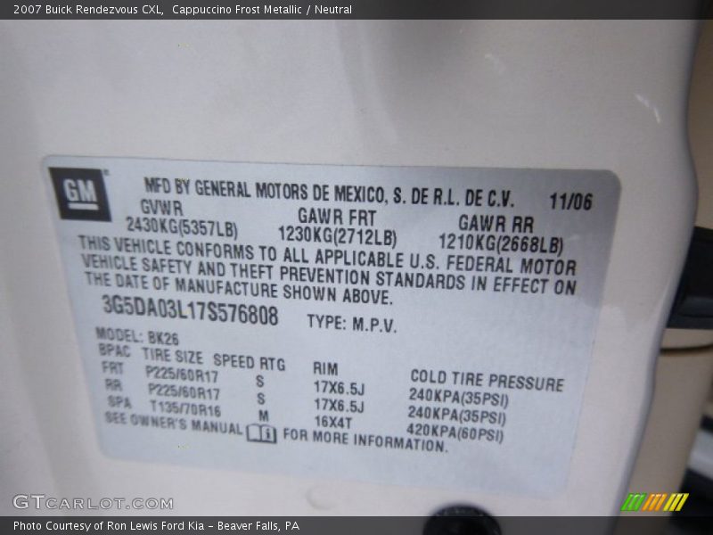 Cappuccino Frost Metallic / Neutral 2007 Buick Rendezvous CXL
