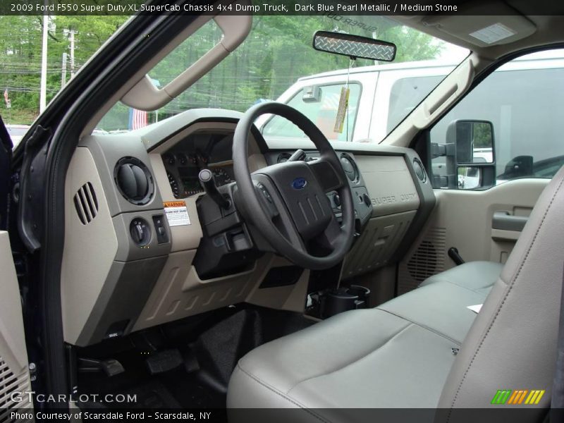 Dark Blue Pearl Metallic / Medium Stone 2009 Ford F550 Super Duty XL SuperCab Chassis 4x4 Dump Truck