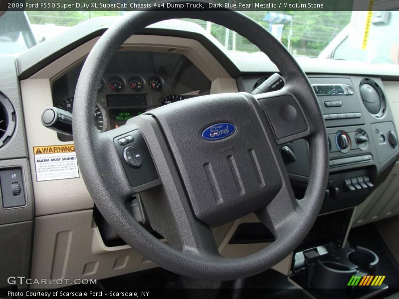 Dark Blue Pearl Metallic / Medium Stone 2009 Ford F550 Super Duty XL SuperCab Chassis 4x4 Dump Truck