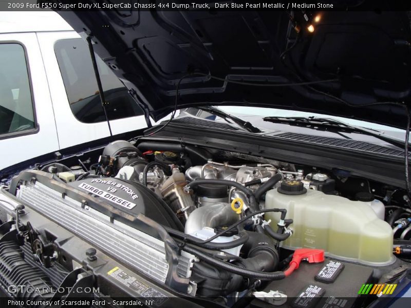 Dark Blue Pearl Metallic / Medium Stone 2009 Ford F550 Super Duty XL SuperCab Chassis 4x4 Dump Truck
