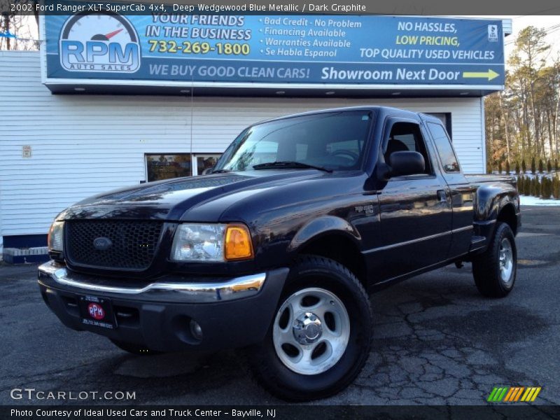 Deep Wedgewood Blue Metallic / Dark Graphite 2002 Ford Ranger XLT SuperCab 4x4