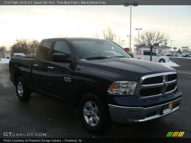 True Blue Pearl / Black/Diesel Gray 2013 Ram 1500 SLT Quad Cab 4x4