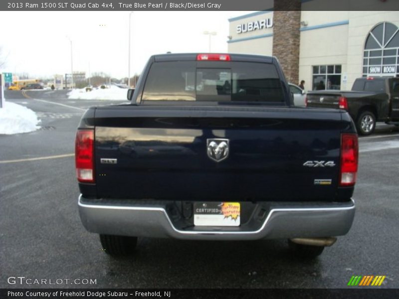 True Blue Pearl / Black/Diesel Gray 2013 Ram 1500 SLT Quad Cab 4x4
