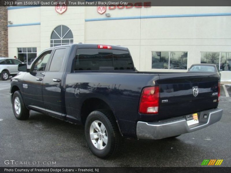 True Blue Pearl / Black/Diesel Gray 2013 Ram 1500 SLT Quad Cab 4x4