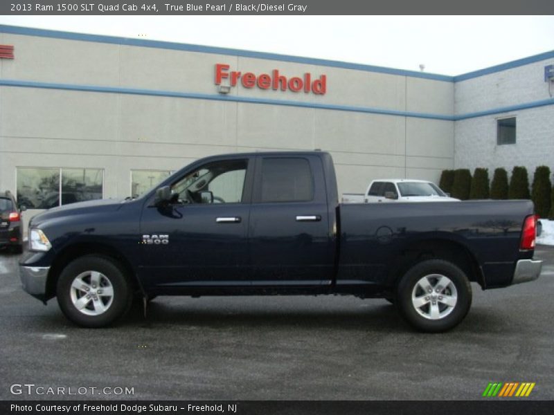 True Blue Pearl / Black/Diesel Gray 2013 Ram 1500 SLT Quad Cab 4x4