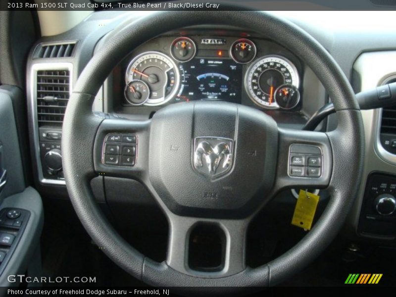 True Blue Pearl / Black/Diesel Gray 2013 Ram 1500 SLT Quad Cab 4x4