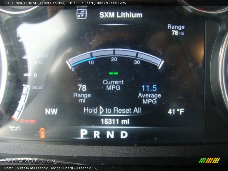 True Blue Pearl / Black/Diesel Gray 2013 Ram 1500 SLT Quad Cab 4x4