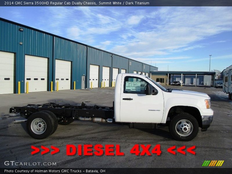Summit White / Dark Titanium 2014 GMC Sierra 3500HD Regular Cab Dually Chassis