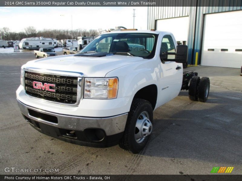 Summit White / Dark Titanium 2014 GMC Sierra 3500HD Regular Cab Dually Chassis