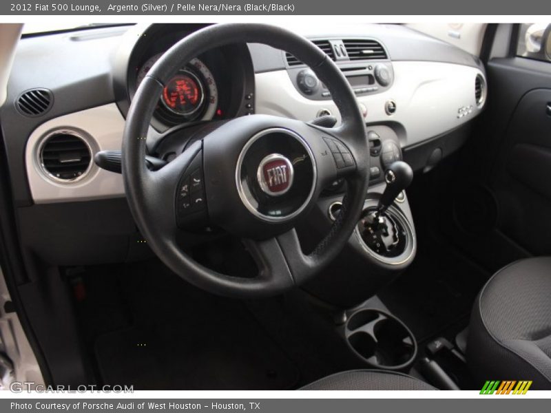 Argento (Silver) / Pelle Nera/Nera (Black/Black) 2012 Fiat 500 Lounge