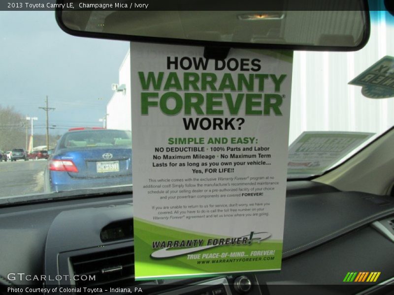 Champagne Mica / Ivory 2013 Toyota Camry LE