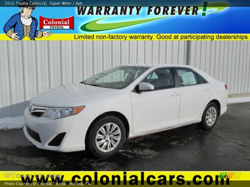 Super White / Ash 2012 Toyota Camry LE