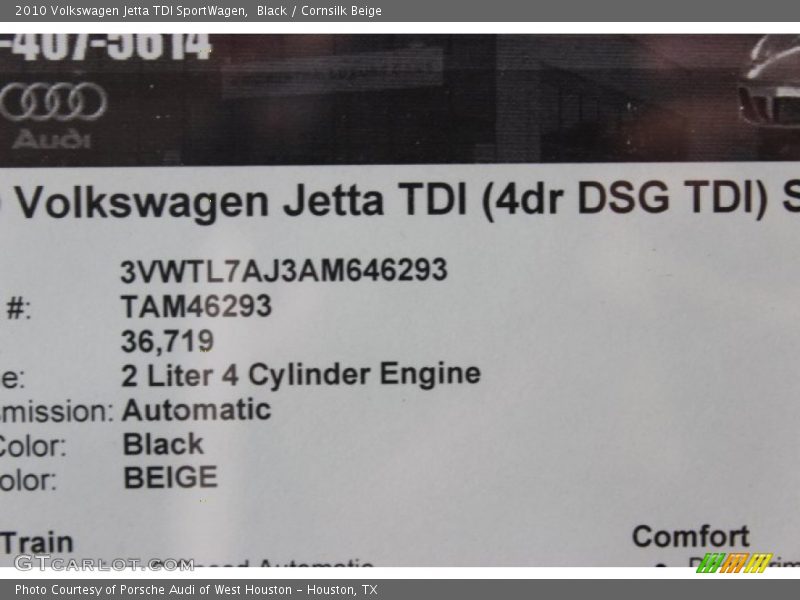 Black / Cornsilk Beige 2010 Volkswagen Jetta TDI SportWagen