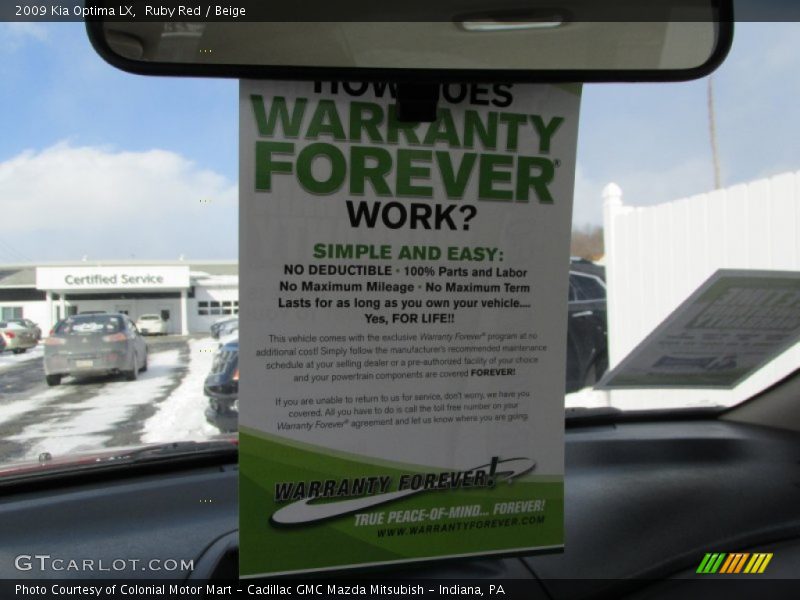Ruby Red / Beige 2009 Kia Optima LX