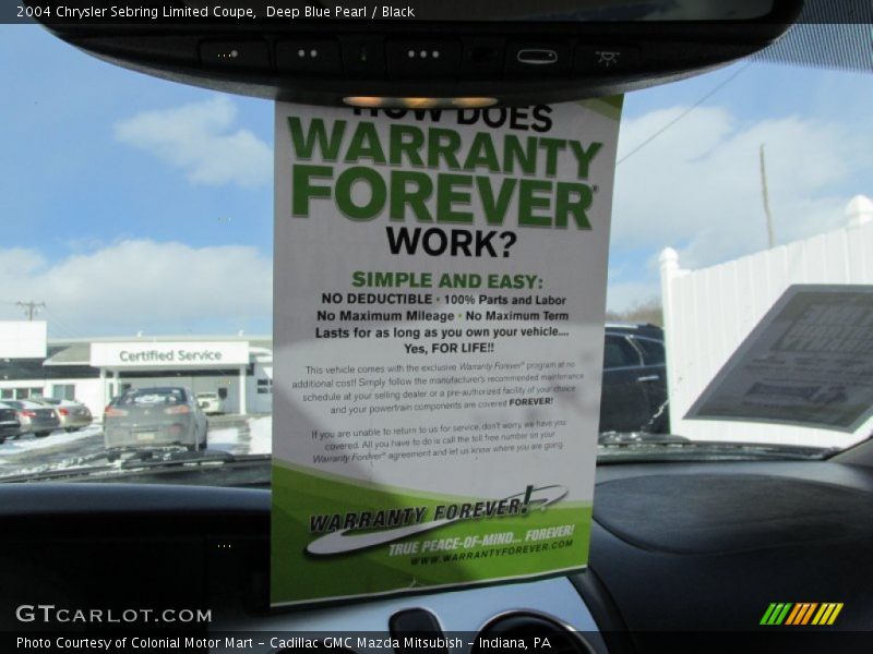 Deep Blue Pearl / Black 2004 Chrysler Sebring Limited Coupe