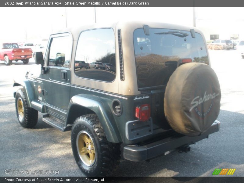 Shale Green Metallic / Camel Beige/Dark Green 2002 Jeep Wrangler Sahara 4x4