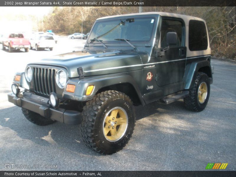 Shale Green Metallic / Camel Beige/Dark Green 2002 Jeep Wrangler Sahara 4x4