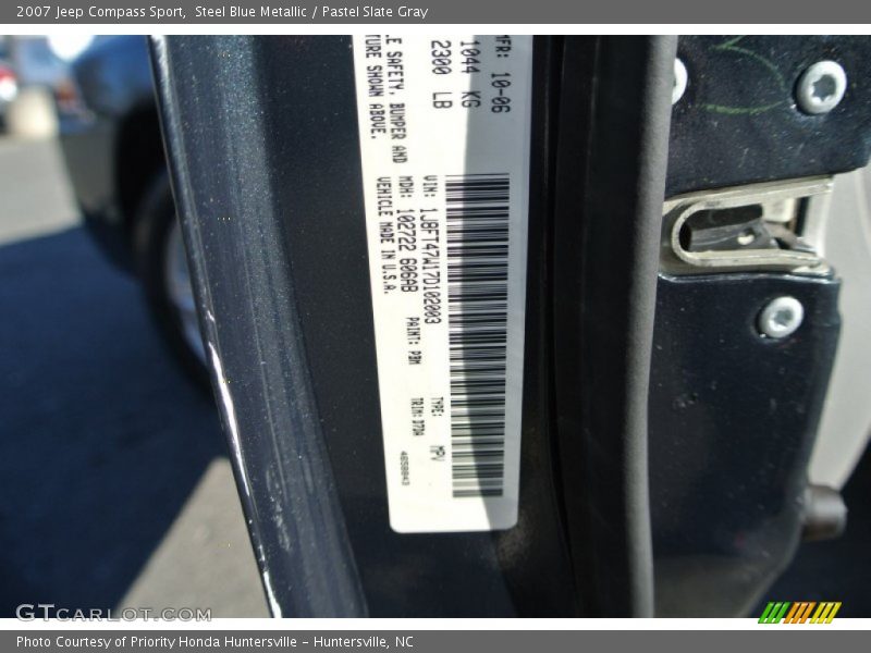 Steel Blue Metallic / Pastel Slate Gray 2007 Jeep Compass Sport