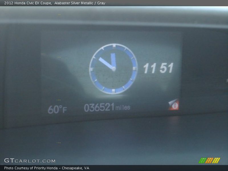 Alabaster Silver Metallic / Gray 2012 Honda Civic EX Coupe