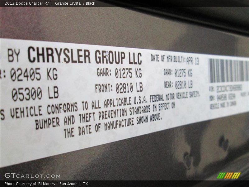 Granite Crystal / Black 2013 Dodge Charger R/T