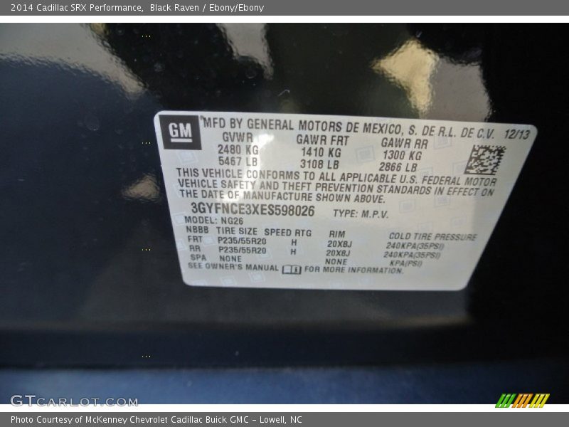 Black Raven / Ebony/Ebony 2014 Cadillac SRX Performance