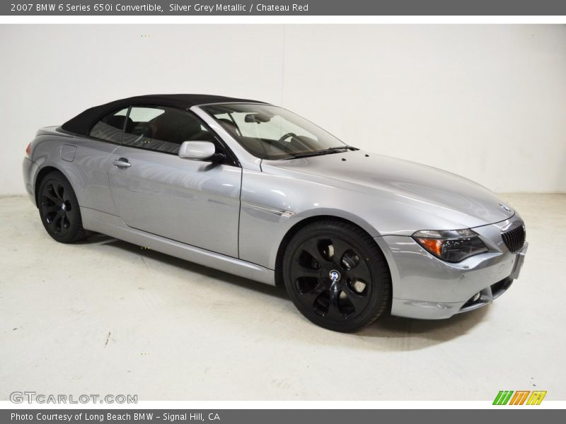 Silver Grey Metallic / Chateau Red 2007 BMW 6 Series 650i Convertible