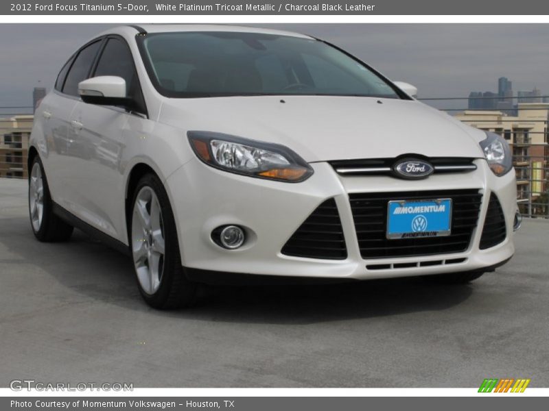 White Platinum Tricoat Metallic / Charcoal Black Leather 2012 Ford Focus Titanium 5-Door