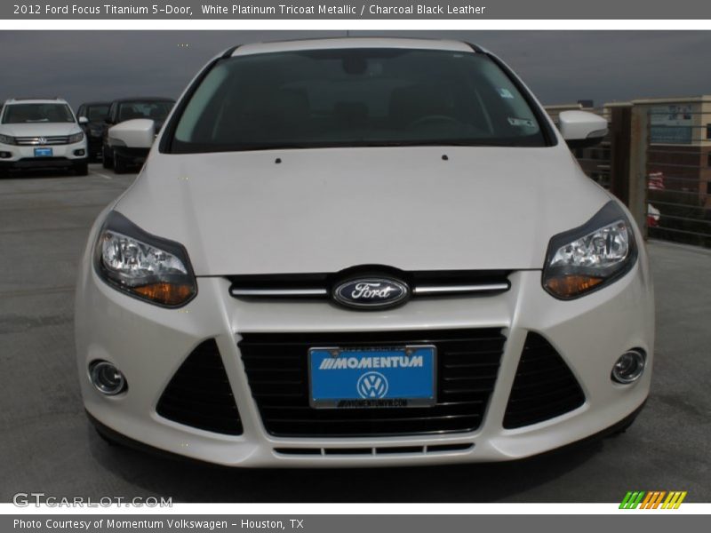 White Platinum Tricoat Metallic / Charcoal Black Leather 2012 Ford Focus Titanium 5-Door