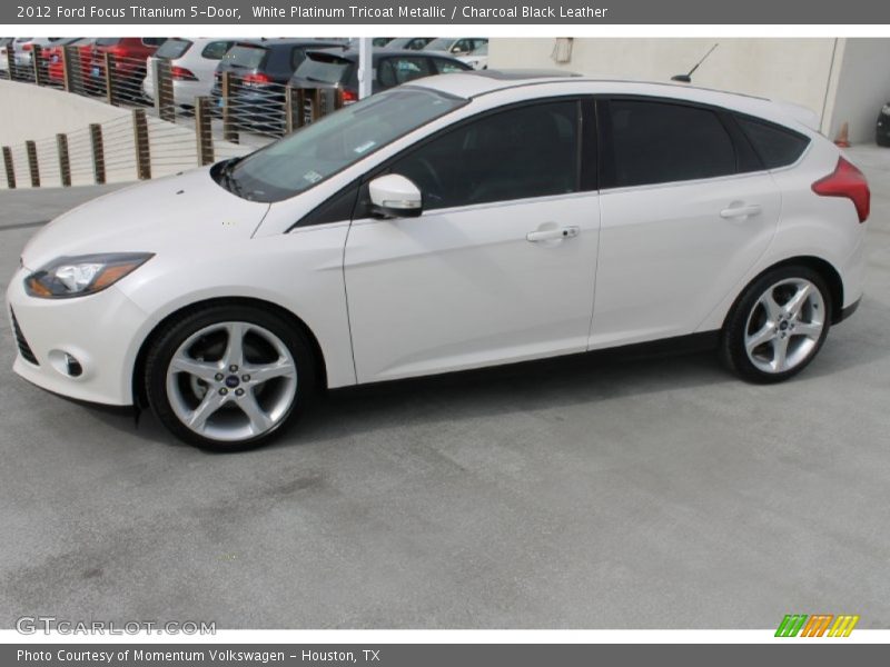White Platinum Tricoat Metallic / Charcoal Black Leather 2012 Ford Focus Titanium 5-Door