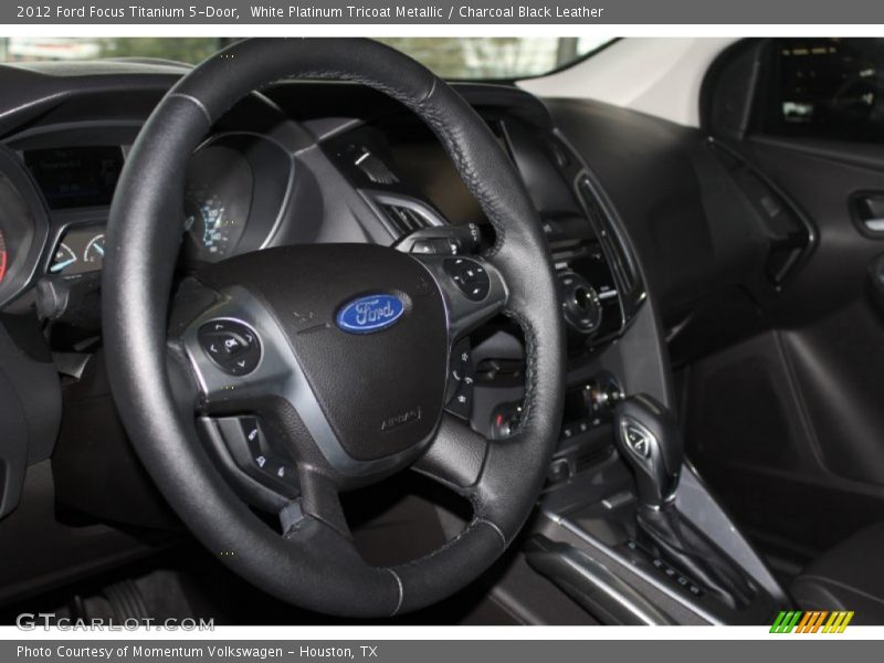 White Platinum Tricoat Metallic / Charcoal Black Leather 2012 Ford Focus Titanium 5-Door