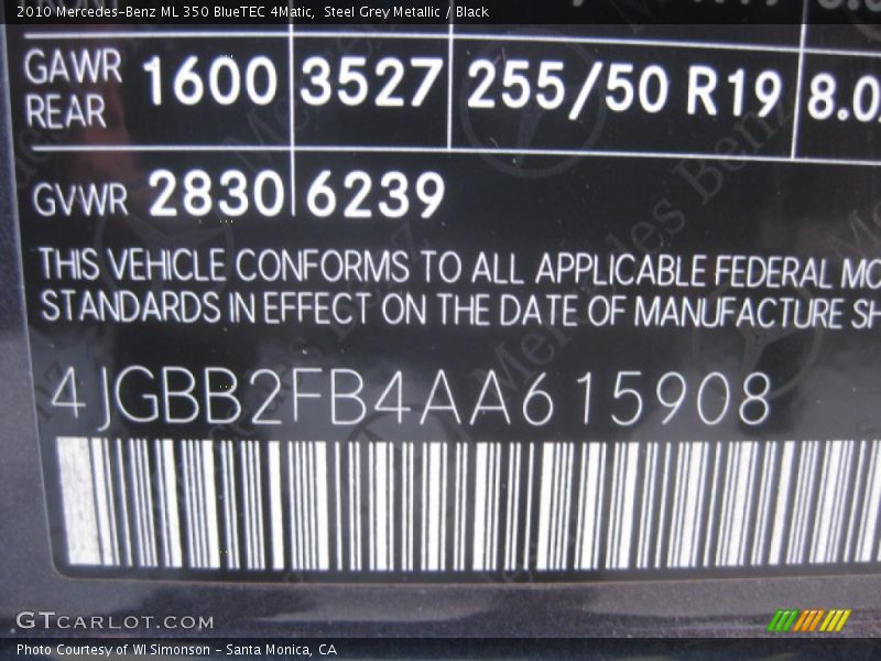 Steel Grey Metallic / Black 2010 Mercedes-Benz ML 350 BlueTEC 4Matic