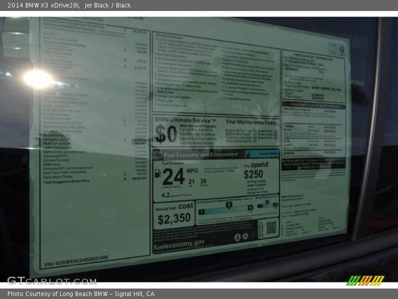 Jet Black / Black 2014 BMW X3 xDrive28i