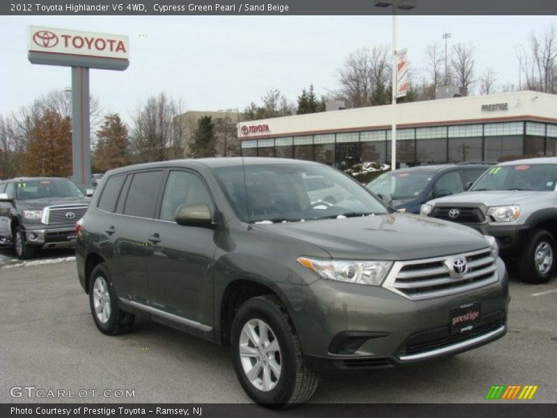 Cypress Green Pearl / Sand Beige 2012 Toyota Highlander V6 4WD