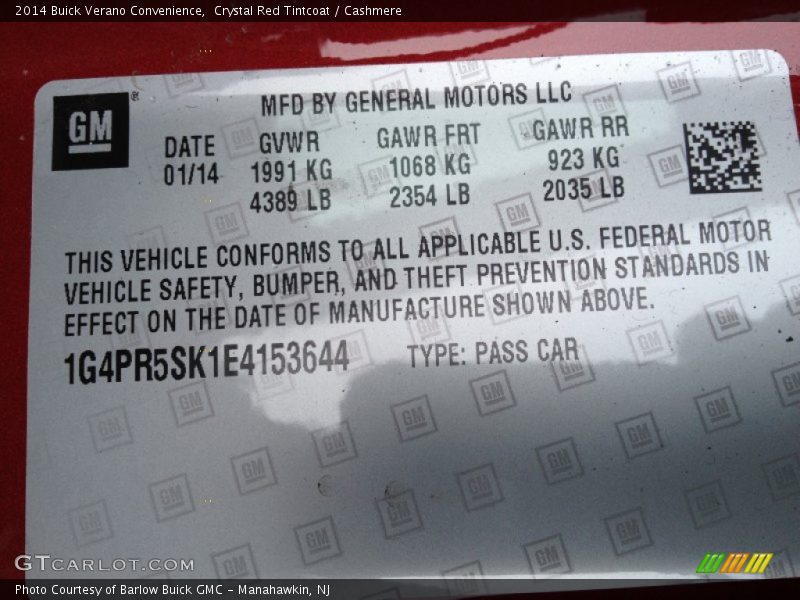 Crystal Red Tintcoat / Cashmere 2014 Buick Verano Convenience