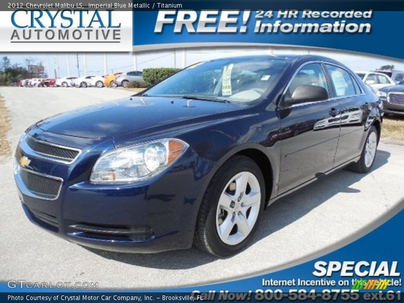 Imperial Blue Metallic / Titanium 2012 Chevrolet Malibu LS