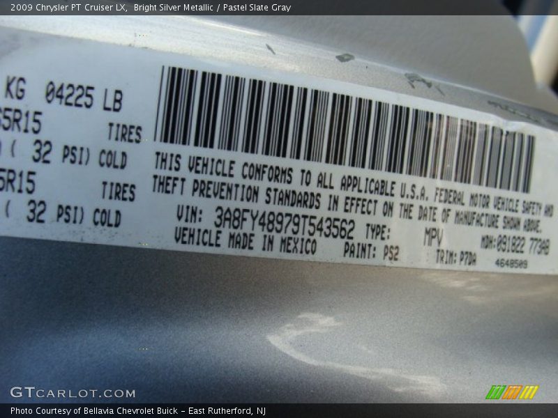 Bright Silver Metallic / Pastel Slate Gray 2009 Chrysler PT Cruiser LX