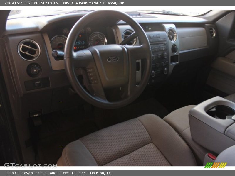 Dark Blue Pearl Metallic / Camel/Tan 2009 Ford F150 XLT SuperCab